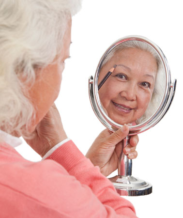 Woman Hiding Grey Eyebrow Coloring
